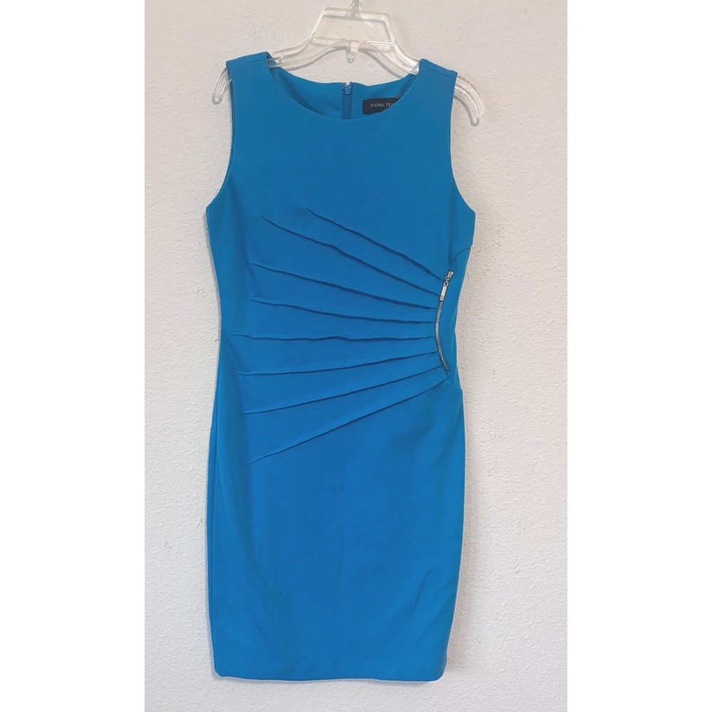 Ivanka Trump‎ Dress Sz 4 Blue Sleeveless Sheath Corpcore Career Business